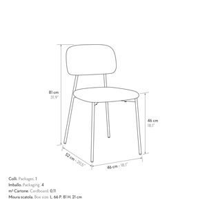 Ensemble de 4 chaises Miranda, sièges en tissu beige, base en métal, chaises de salle à manger d'intérieur - Product Image 3
