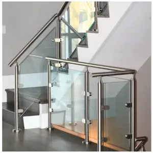 Balkon Decking Glasklammer Geländer SUS 304 Außen Handlauf Glaszaun modern rund dekorativ Glas-Handlauf-Geländer