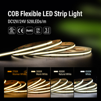 Bande lumineuse LED COB 5M/16.4FT 12V 528 LED 10mm Blanc chaud neutre Couleurs variées 3000k 4000k 6000k IP65 CRI90 Dimmable