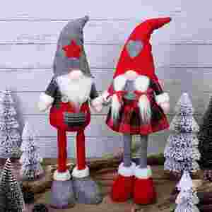 Petits gnomes de Noël faits à la main, style nordique, figurines en peluche sans visage, couple extensible |   Fenêtre de vacances scandinave - Product Image 2