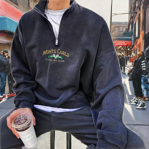 เสื้อสเวตเชิ้ตผู้ชายผ้าเทอร์รี่ 360 กรัม ปักโลโก้ตามสั่ง ทรงหลวม สไตล์สตรีทแวร์ลำลองสำหรับฤดูใบไม้ร่วง - Product Image 2