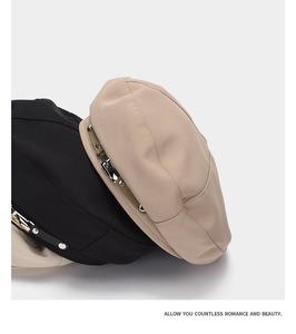 Haute qualité mode couleur unie <span class=keywords><strong>tricot</strong></span>é printemps été bérets coton français rétro béret chapeau pour les femmes en gros - Product Image 6