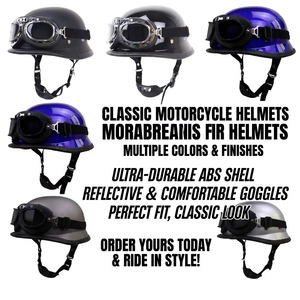 Duitse stijl motorfiets halfhelm open gezicht heren dames voor volwassenen, nieuwigheid halfhelm Cruiser Scooter Chopper S-XXL - Product Image 1