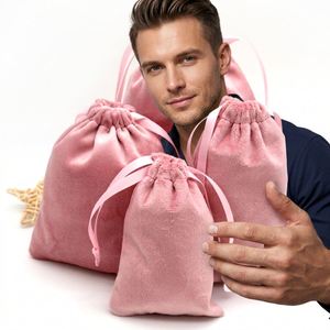 Pochette à cordon en velours luxueuse et douce personnalisée, sac anti-poussière confortable pour chaussures, vêtements et sacs à main avec logo - Product Image 3