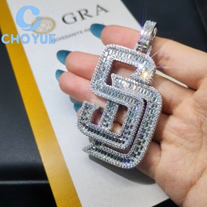 Top Quality 925 <b>Silver</b> Moissanite Letter SD Pendant Baguette Cut Iced Out Hip Hop <b>Charm</b> Pass Diamond Tester with GRA - Product Image 4
