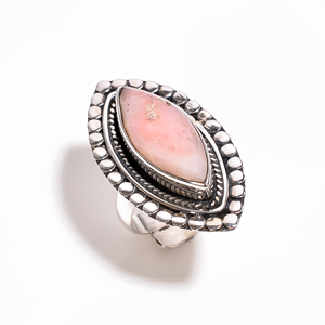 แหวนโอปอลสีชมพู เครื่องประดับเงินแท้ 925 สําหรับผู้หญิง ขายส่งแหวนเงินดีจํานวนมากผู้ส่งออก - Product Image 1