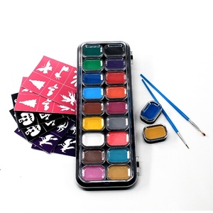 Ensemble de Palette de <span class=keywords><strong>maquillage</strong></span> professionnel pour <span class=keywords><strong>Halloween</strong></span> Peintures corporelles 18 couleurs arc-en-ciel sans danger pour la peau avec pochoirs Brosses Éponges à paillettes Utilisation pour le visage - Product Image 4