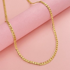 Atacado: Colar de Corrente Elo Cubano Plano Banhado a Ouro 24K em Latão para Homens e Mulheres – Joias da Moda por Atacado - Product Image 5