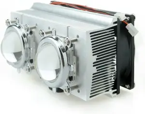 定制12v双铝散热器铜芯冷却风扇44毫米透镜60度，适用于20-200瓦大功率发光二极管
