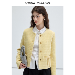 Nouveau <span class=keywords><strong>manteau</strong></span> court d'automne pour femmes de VEGA CHANG, cachemire, nœud doux, petit parfum, haut - Product Image 3