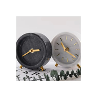 Réveil en marbre au style épuré, horloge de bureau créative, décoration de bureau, horloge de table en marbre pour étagère de bureau
