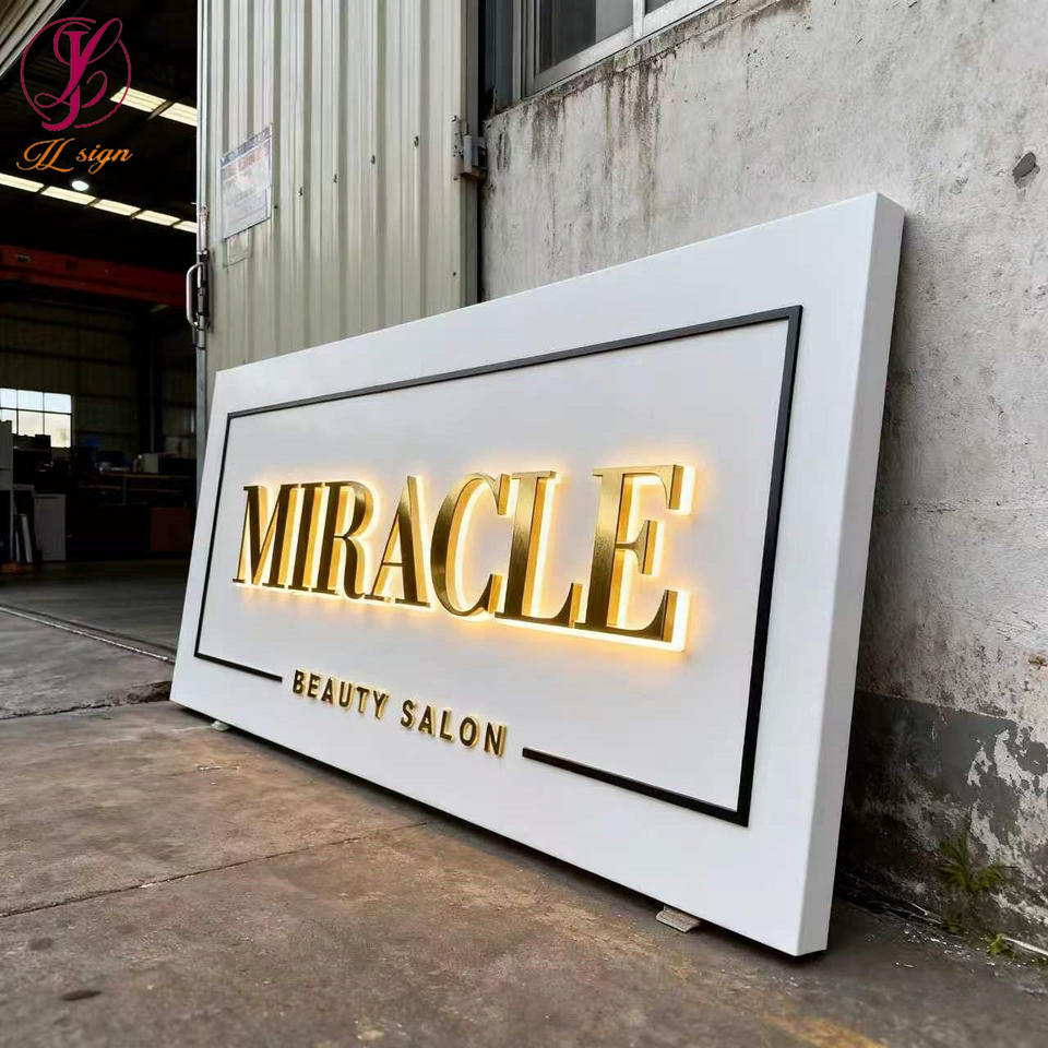 Outdoor Waterproof Advertising Metal Gold Mirror Backlit Letter — free download