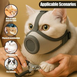 Bozal de Nailon para Gatos, Ajustable, Anti-Mordidas, Anti-Ingestión, Transpirable, para Perros de Hocico Corto, para Todas las Estaciones, para el Cuidado de Mascotas - Product Image 1