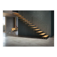 Éclairage LED intérieur haut de gamme, escalier suspendu, escalier flottant avec balustrade en verre