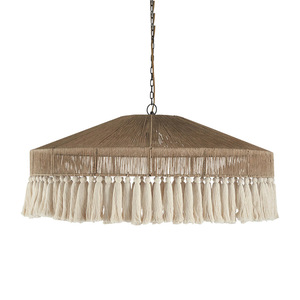 Bohemian Hemp Rope Tassel Chandelier Round E27 LED Ceiling <b>Light</b> For Bedroom <b>Dining</b> Room - Product Image 5