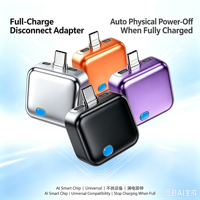 Chargeur USB-C 100W à éjection automatique, charge rapide 5A, conducteur en cuivre pur, protection intelligente contre les surcharges, déconnexion intelligente, charge complète