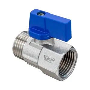 TMOK 1/4 "3/8" FM One Piece Nickle Plated Blue Red Brass Mini Ball Valve