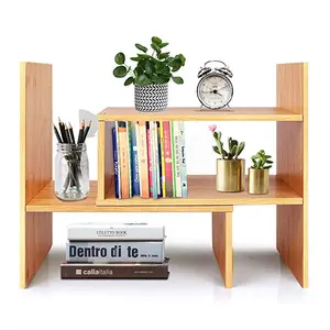 Großhandel Holz Desktop Bücherregal verstellbare Bambus Display Regal Arbeits platte Bücherregal