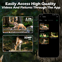 Cámaras de rastreo celular, cámara de juego de visión nocturna de 32MP 2,7 K, tarjeta SIM 4G LTE y tarjeta de memoria de 64GB, almacenamiento en la nube gratuito de por vida