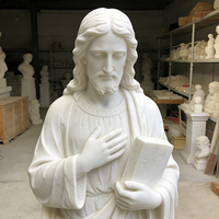 Statue de Jésus en marbre blanc religieuse chrétienne sculptée à la main en pierre naturelle de taille réelle, décoration d'église personnalisée en usine
