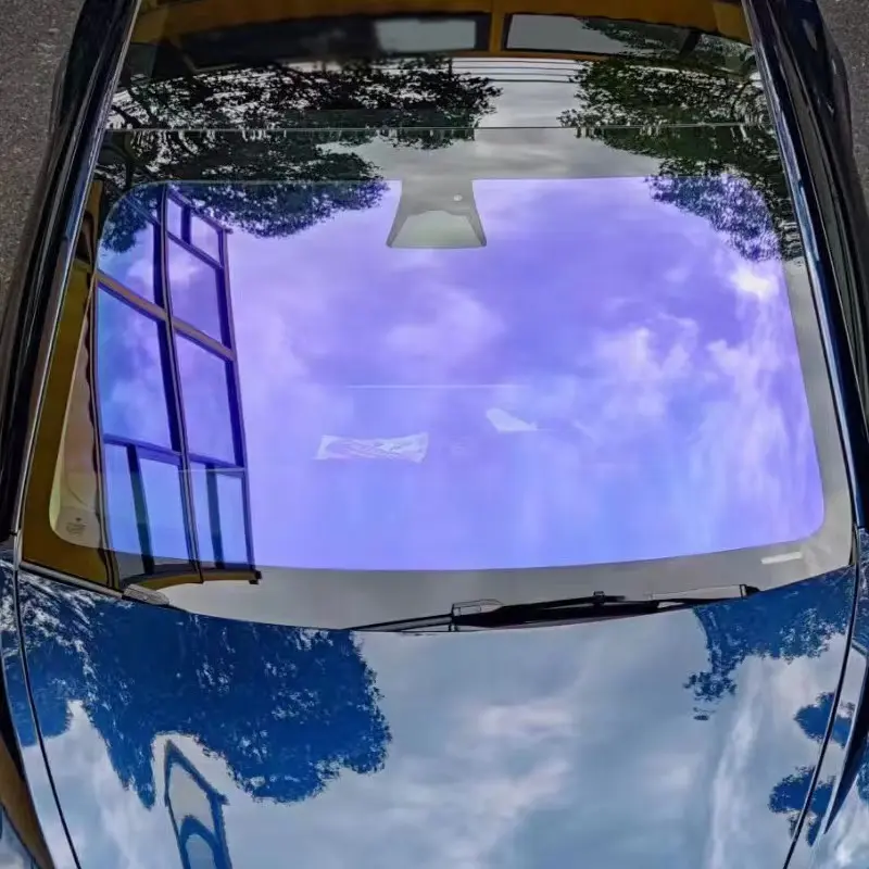 60% VLT 1.52*30m/rol biru bunglon 3m warna jendela ungu merah bunglon Film kaca depan UV Rejection bunglon bungkus vinil