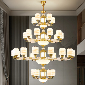 Chinese Style Chandelier Led Multi Head Round Jade Lamp For Living Room Bedroom Dining Room Study Home <b>Lighting</b> - Product Image 1