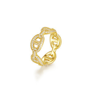 Yellow <b>Gold</b> Moissanite <b>Cocktail</b> <b>Ring</b> Round Brilliant Cut Pave Setting Geometric Design Luxury Unisex Jewelry - Product Image 1