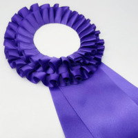 Rosette promotionnelle en satin à deux couches de 4 pouces avec bouton en plastique