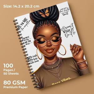 Cuaderno Espiral Motivacional A5 Black Girl Magic con Doble Espiral, Diario de Afirmaciones con Páginas Rayadas de 80 g/m² para Mujeres Ejecutivas - Product Image 1