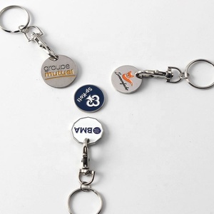 Customize Retail Fashion Logos Keychain Multi Euro Trolley <b>Coin</b> Stainless Steel Trolly Key <b>Rings</b> Crystal With Chain - Product Image 6