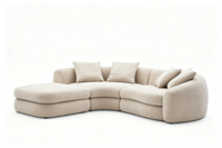 Canapé modulaire incurvé à profil bas FERLY, tissu performant, accoudoir simple, pour salon