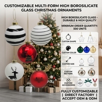Produsen Set Gelas Natal Rusa Kutub Bergaris Grosir OEM Kotak Hadiah Salju Bertuliskan Merry Dekorasi Borosilikat Bauble