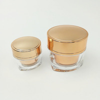 Pot en acrylique rond ODM 15g 50g, pot blanc doré, conteneur vide, pot à crème en plastique, emballage cosmétique, flacon / pot à crème pour le soin du visage