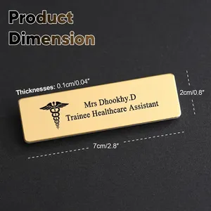 Étiquettes nominatives en métal brossé noir, 5 pièces, 7x2cm, 7.5x2.5cm, texte gravé, pour usage au bureau, avec personnalisation gratuite - Product Image 2