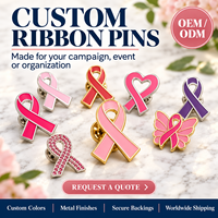 Broches personnalisées en émail plaqué or avec ruban de sensibilisation au cancer du sein, badges métalliques, broches personnalisées en gros pour événements de collectes de fonds