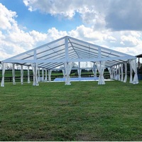 Tente de réception transparente 10x30m pour mariage, avec parois latérales en PVC transparent, idéale pour les fêtes et événements en plein air