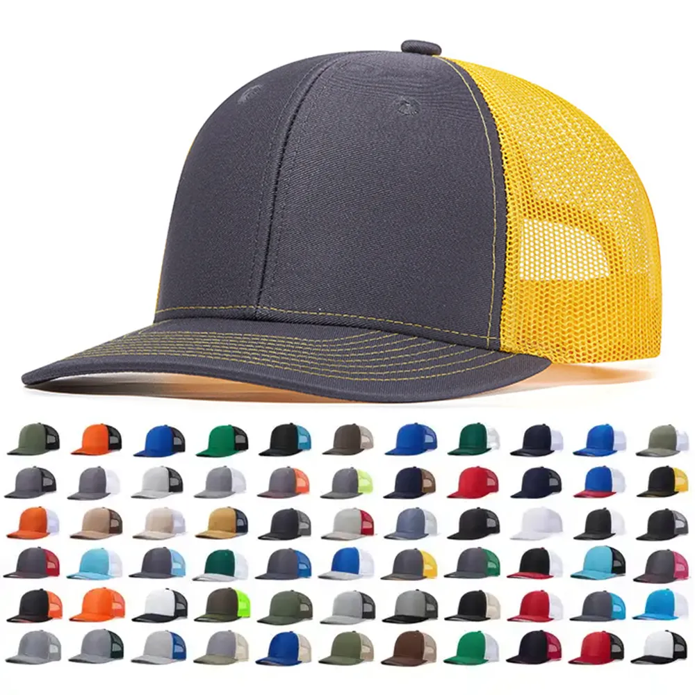 Chất Lượng Cao Tùy Chỉnh Thêu Logo Richardson 112 Polyester 6 Bảng Điều Chỉnh Thể Thao Lưới Trucker Mũ Gorras Lưới Trống Snapback Mũ