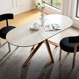 Bàn đá tròn tối giản sáng tạo phong cách công nghiệp thép không gỉ hộ gia đình nhỏ thiết kế Bàn Ăn Tròn - Product Image 5