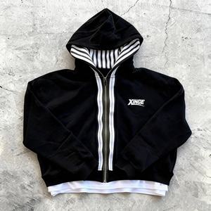 Sudadera con capucha para hombre 2026 New Street Vintage 100% algodón, estilo urbano, oversize, lavado ácido, lisa, con cremallera de tres capas, corte holgado y corto - Product Image 1