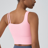 Soutien-gorge de yoga sans manches à bretelles croisées au dos, haute élasticité, rembourré, respirant, antichoc, maintien moyen, pour adultes, taille XL