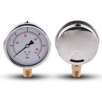 Manomètre HUBEN YN63ZC 63 mm en acier inoxydable, résistant aux tremblements de terre, rempli d'huile, avec mesure de 0 à 6 bars, connexion radiale en cuivre