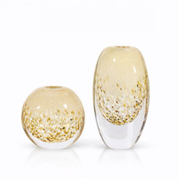 Vase à fleurs artisanal en verre soufflé, style minimaliste moderne, oré et décoré de motifs floraux, élégant récipient décoratif pour salle à manger/café