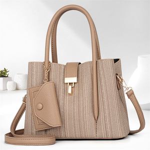 Luxury PU Handbag Purse Set 2 Pcs Durable Leather Tote Lady's Sling Crossbody Bags - Product Image 2