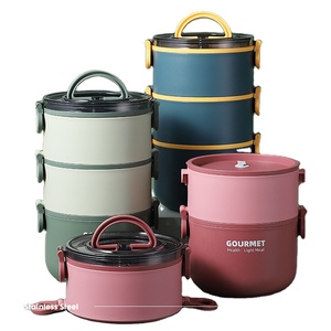 Boîte Repas Isotherme Portable en Acier Inoxydable Type Bento, Empilable, pour École - Product Image 1