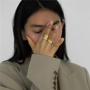 Bague en acier inoxydable, minimaliste, Double couche, large, brillante, pour femmes, nouveau modèle - Product Image 4