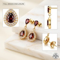 Ensemble de boucles d'oreilles pendantes luxueuses en acier inoxydable plaqué or 18 carats PVD, avec cristaux rouges, forme carrée, cœur, goutte d'eau, CZ, pour femmes