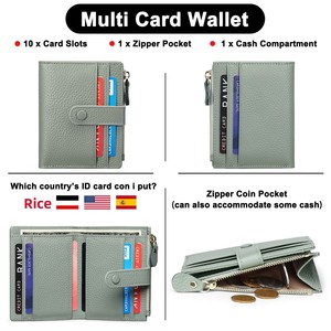 Короткий кошелек из искусственной кожи с защитой от RFID, с карманом на молнии для монет и отделениями для карт, надежная защита для кредитных карт, для женщин - Product Image 5