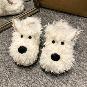Chaussons en peluche fantaisie en forme de tête de <span class=keywords><strong>chien</strong></span>, amusants, mignons, fourrés, chauds, antidérapants, <span class=keywords><strong>pour</strong></span> adultes et enfants, style dessin animé - Product Image 4