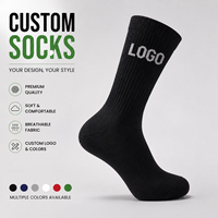 Chaussettes noires en jacquard avec logo personnalisé, chaussettes de sport pour hommes, design noir