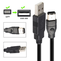 Câble adaptateur standard en cuivre IEEE 400 USB 2.0 vers 1394 FireWire 6 broches pour connexion de carte son, charge rapide 3A pour disque dur